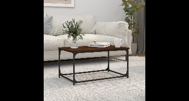 Salontafel 80x50x40 cm bewerkt hout en ijzer bruin eikenkleur