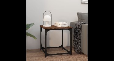 Bijzettafel 40x40x40 cm bewerkt hout bruin eikenkleur