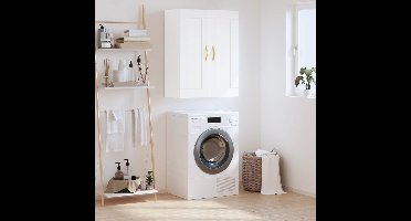 Wandkast 69,5x34x90 cm bewerkt hout wit