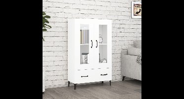 Hoge kast 70x31x115 cm bewerkt hout wit