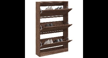 Schoenenkast 80x21x125,5 cm bewerkt hout bruin eikenkleur