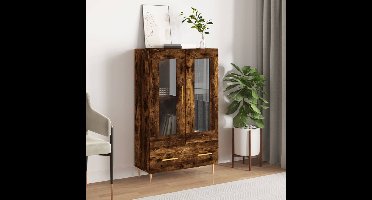 Hoge kast 69,5x31x115 cm bewerkt hout gerookt eikenkleurig