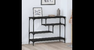 Wandtafel met plank Zwart Eiken 100 x 30 x 75 cm Bewerkt hout