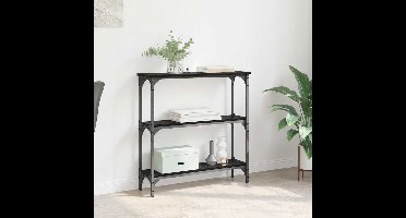 Wandtafel met plank Zwart Eiken 75 x 22,5 x 75 cm Bewerkt hout