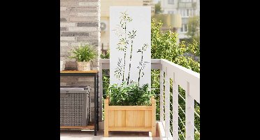 Tuin Privacy Screen Bloemen Wit 50 x 140 cm Koudgewalst staal