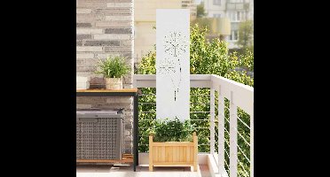 Tuin Privacy Screen Fretwerk Wit 32 x 140 cm Koudgewalst staal