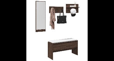 4-delige Garderobe set bewerkt hout bruin eikenkleurig