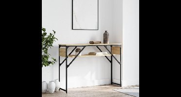 Wandtafel met schap 105x30x75 cm bewerkt hout sonoma eikenkleur