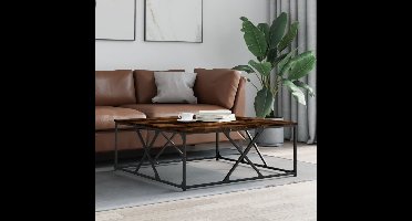 Salontafel 100x100x40 cm bewerkt hout gerookt eikenkleurig