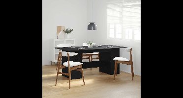 Eettafel Zwart Eiken 180x90x76 cm Bewerkt Hout