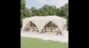Partytent inklapbaar met zijwanden 3x6 m crèmekleurig