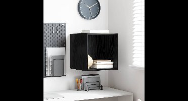 Wandkast met plank Zwart Eiken 37 x 37 x 37 cm Bewerkt hout