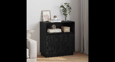 LED Sideboard Zwart Eiken 71 x 34,5 x 75 cm Bewerkt hout