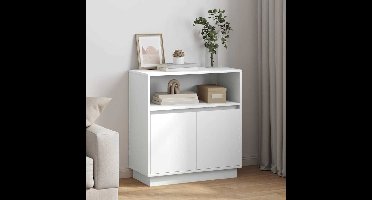 LED Sideboard Wit 71 x 34,5 x 75 cm Bewerkt hout
