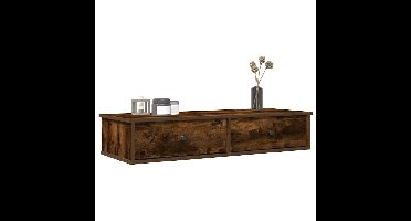 Wandschap met lades 100x37,5x19 cm bewerkt hout gerookt eiken