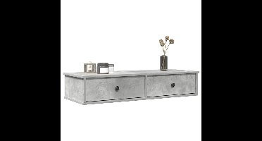 Wandschap met lades 100x37,5x19 cm bewerkt hout betongrijs