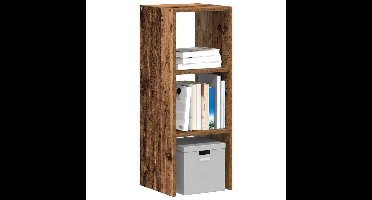 Boekenkast stapelbaar 30x30x80 cm bewerkt hout oud houtkleurig