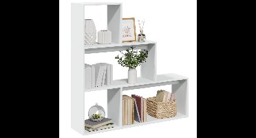 Kamerscherm / boekenkast 3-laags 123x29x123 cm bewerkt hout wit