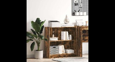 Boekenkast 80x24x76 cm bewerkt hout gerookt eikenkleurig