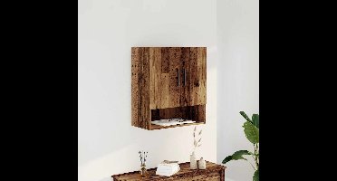 Wandkast 60x31x70 cm bewerkt hout oud houtkleurig