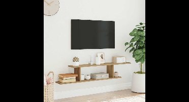 Tv-wandschap 125x18x23 cm bewerkt hout artisanaal eikenkleurig