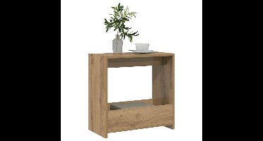 Bijzettafel 50x26x50 cm bewerkt hout artisanaal eikenkleurig