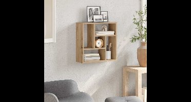 Wandschap 45x16x45 cm bewerkt hout artisanaal eikenkleurig