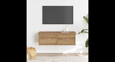 Wandkast 60x26x18,5 cm bewerkt hout artisanaal eikenkleur