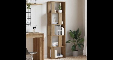 Boekenkast 45x24x159 cm bewerkt hout artisanaal eikenkleur