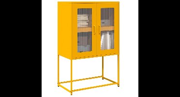 Hoge kast 68x39x107 cm staal mosterdgeel