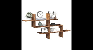 Wandschap 124,5x18x60,5 cm bewerkt hout oud houtkleurig