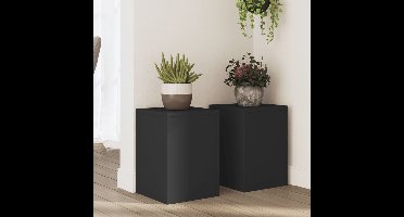 Plantenstandaards 2 st 25x25x35 cm bewerkt hout zwart
