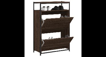 Schoenenkast 75x34x112 cm bewerkt hout bruin eikenkleur