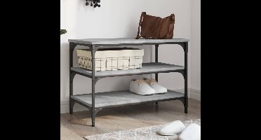 Schoenenbankje 70x38,5x49 cm bewerkt hout grijs sonoma eiken
