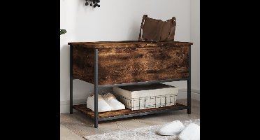 Opbergbankje 70x42,5x47 cm bewerkt hout gerookt eikenkleurig