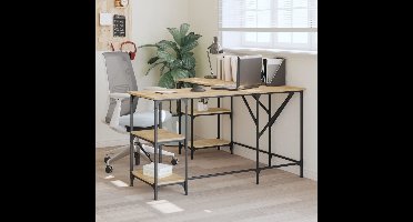 Bureau 139x139x75 cm bewerkt hout sonoma eikenkleurig