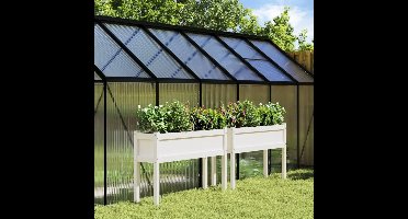 Plantenbakken met poten 2 st massief grenenhout wit