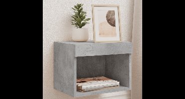 Nachtkastjes met LED's 2 st wandgemonteerd betongrijs