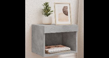 Nachtkastje met LED's wandgemonteerd betongrijs