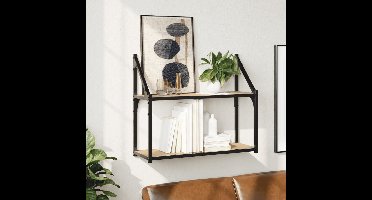 Wandplank met 2 lagen Sonoma eikenhout 60x21x51 cm