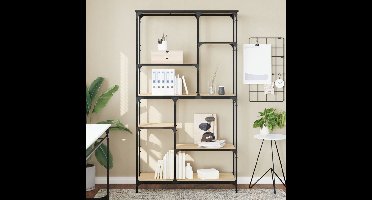 Boekenrek 99x35,5x176 cm bewerkt hout en staal sonoma eiken