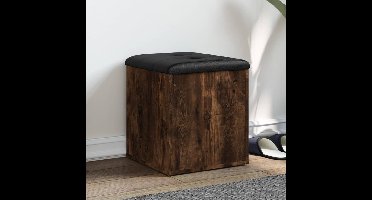 Opbergbankje 42x42x45 cm bewerkt hout gerookt eikenkleurig