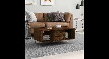 Salontafel 90x50x36,5 cm bewerkt hout bruin eikenkleur