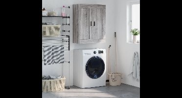 Wandkast 69,5x34x90 cm bewerkt hout grijs sonoma eikenkleurig