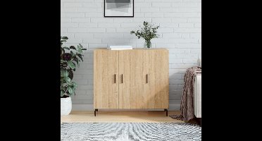 Dressoir 90x34x80 cm bewerkt hout sonoma eikenkleurig