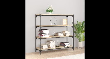 Boekenkast 100x33x100 cm bewerkt hout en staal sonoma eiken