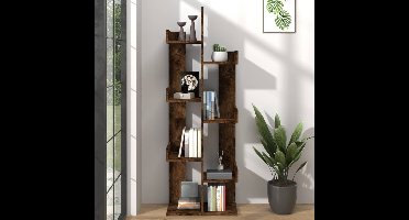 Boekenkast 48x25,5x140 cm bewerkt hout gerookt eikenkleurig