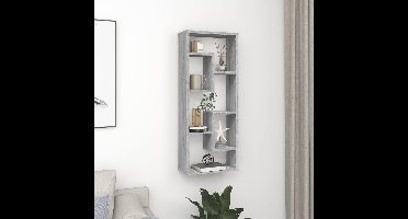 Wandschap 36x16x90 cm bewerkt hout grijs sonoma eikenkleurig