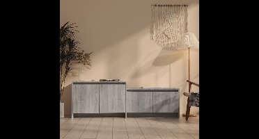Tv-meubel 146,5x35x50 cm bewerkt hout grijs sonoma eikenkleurig