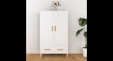 Hoge kast 70x31x115 cm bewerkt hout wit